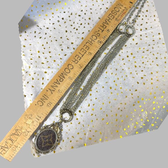 Custom Made Lux Pendant Upcycled w/ Vintage Layered Mixed Metals Chain Necklace - Picture 8 of 8